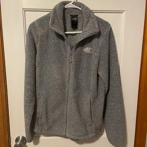 North face fuzzy zip up jacket